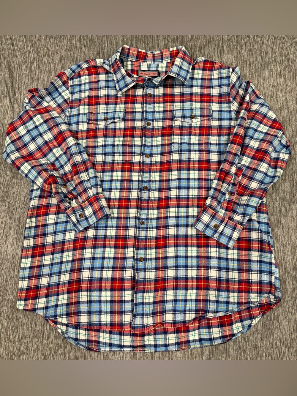 Vineyard Vines Red, Blue & White Plaid Button-Down Shirt